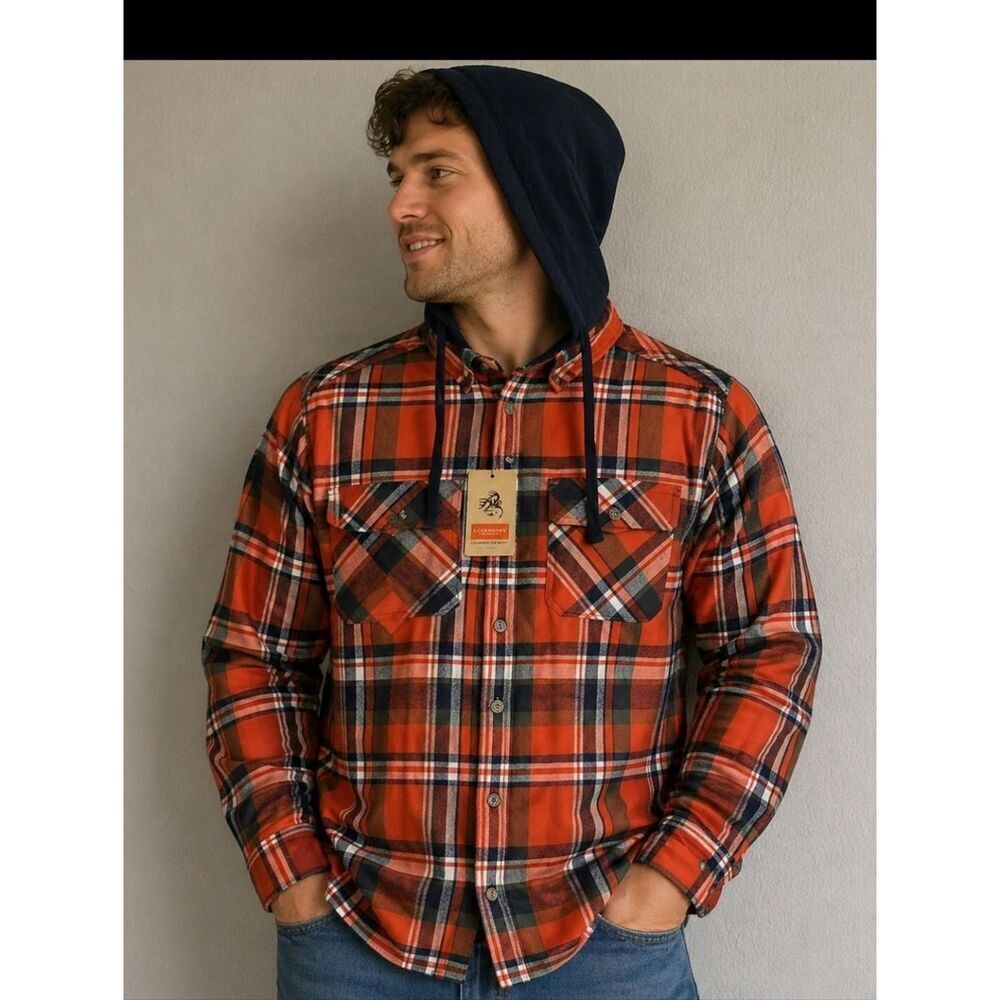 3191 NWT Legendary Whitetail Men's Maplewood Hooded Flannel Shirt Jacket Sz Lg